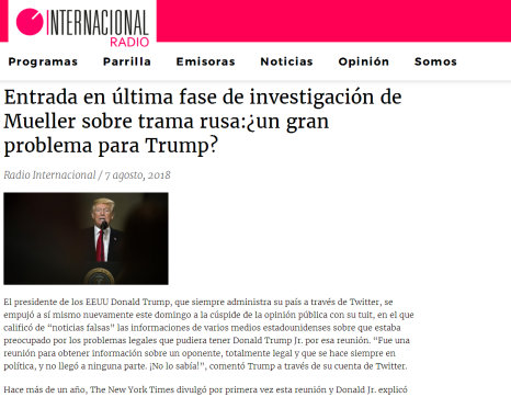 Radio Spain International website forwarded on August 7, 2018